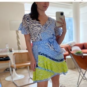 Tanya Taylor Bianka Mixed Wrap Dress